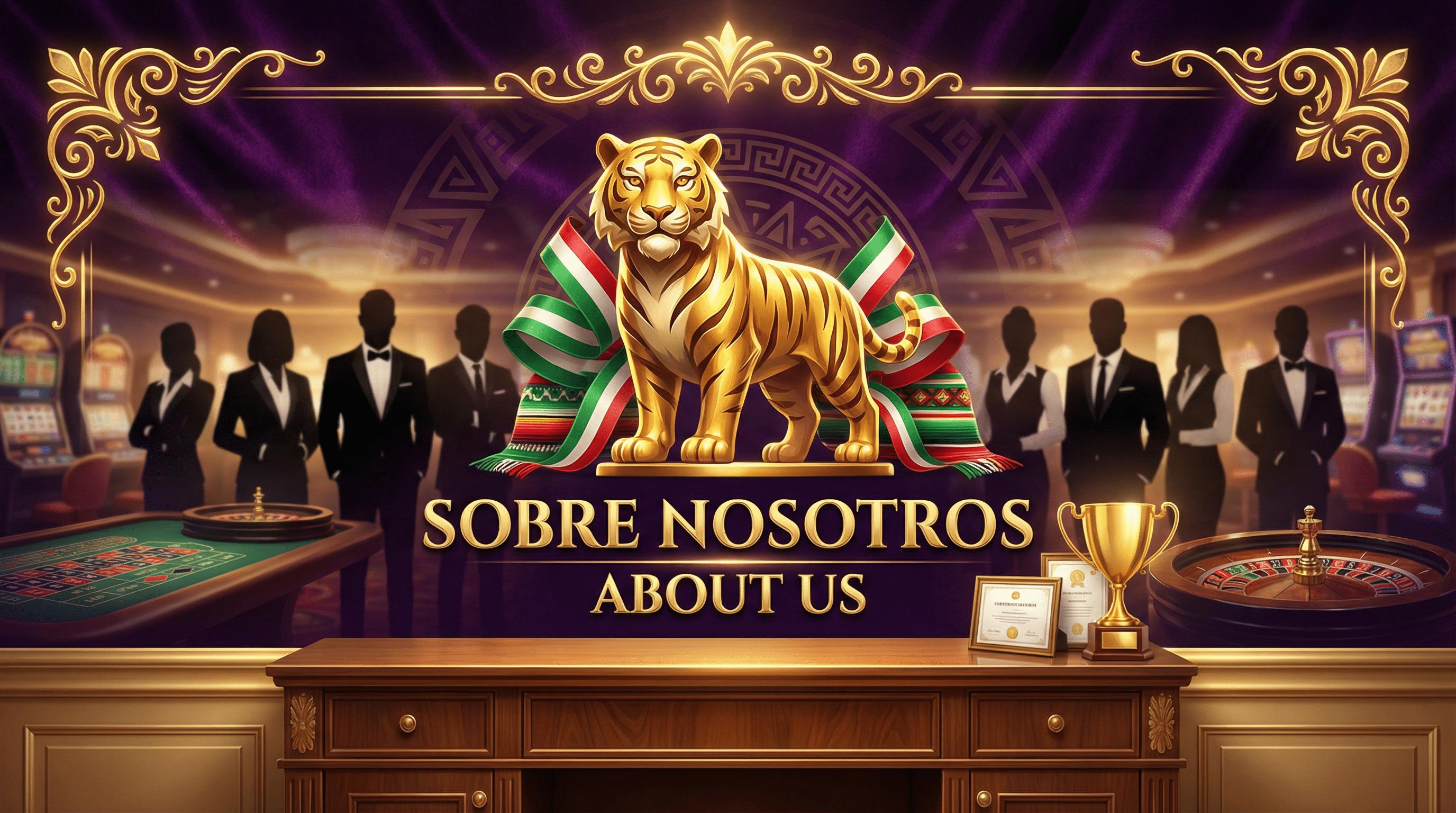 Equipo profesional de Bono Bienvenida Bwin México con tigre dorado mascota